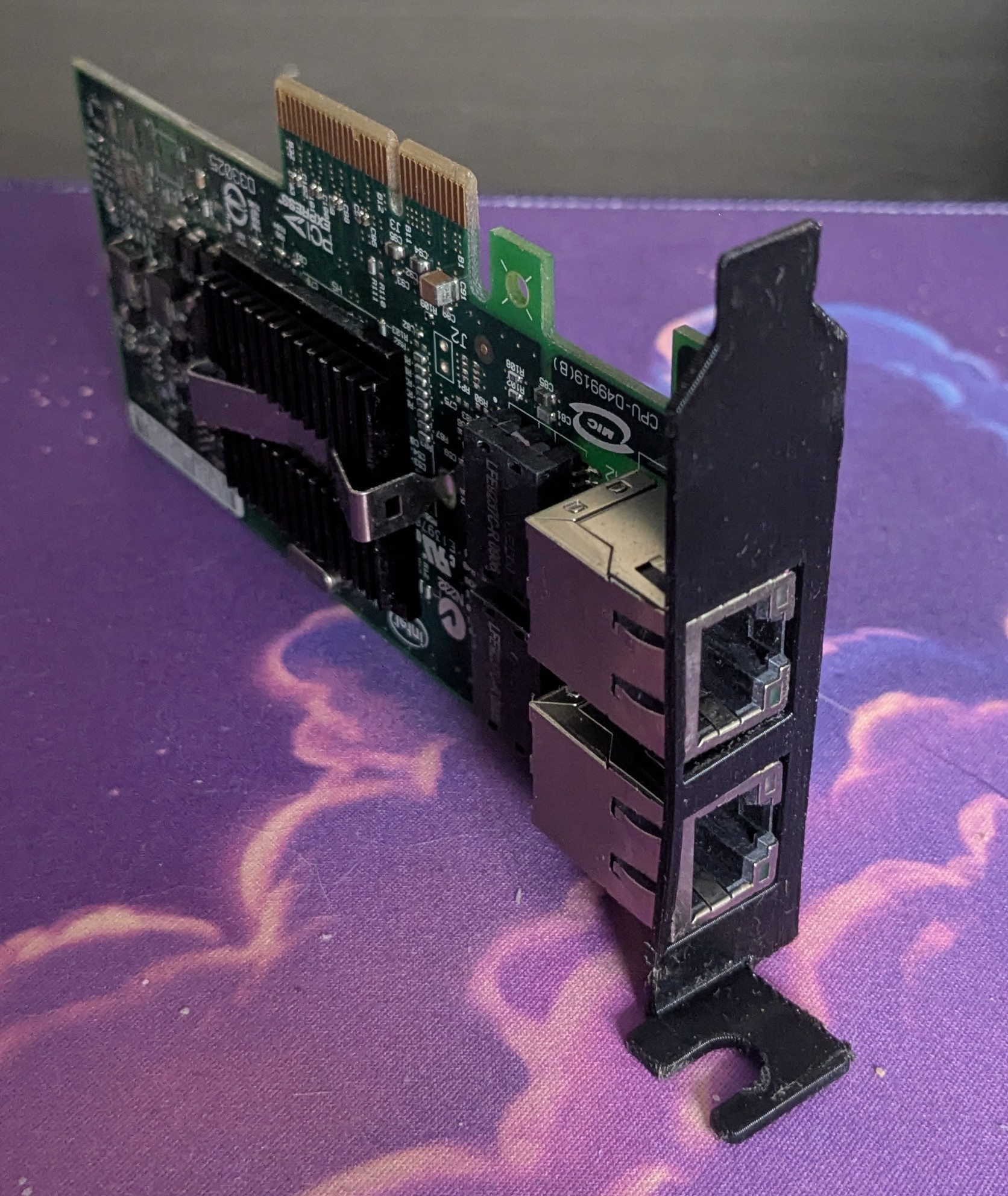 Network card with 3d printed bracket